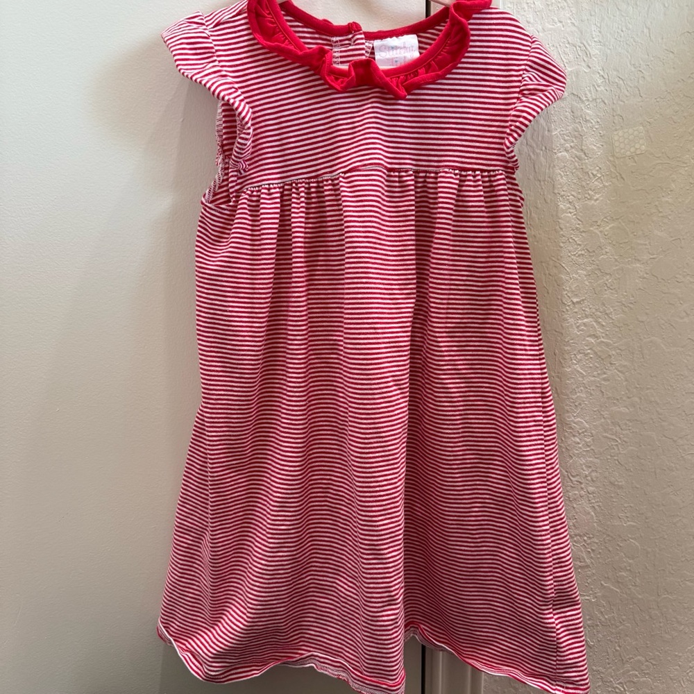 Stitchy Fish Red Striped Kids Dress